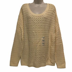 Old Navy Chunky Knit Off White Sweatshirt Top Hi Lo Womens Plus Size XXL New!